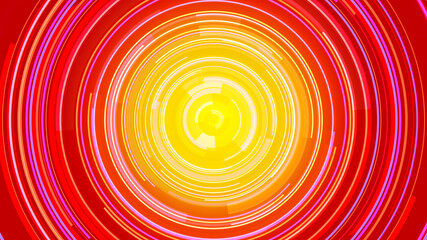 Abstract circle yellow orange neon future technology background.