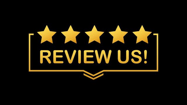 Review us. User rating concept. Review and rate us stars. Business concept. Motion graphics.