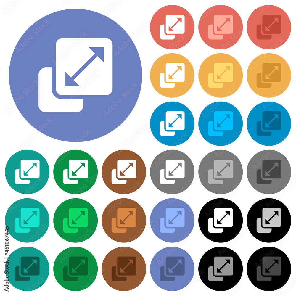 Poster resize element solid round flat multi colored icons