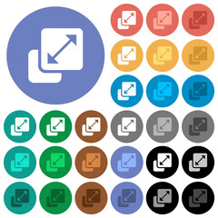 Resize element solid round flat multi colored icons