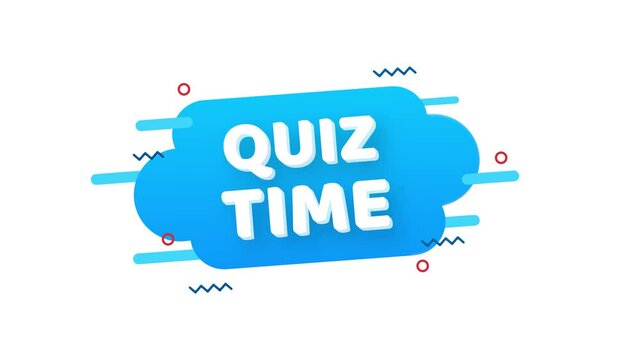 Quiz time logo with clock, concept of questionnaire show sing, quiz button, question competition. Motion graphics.