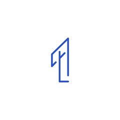 Minimalism line logo initial letter 1	