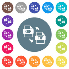 gif tif file conversion flat white icons on round color backgrounds