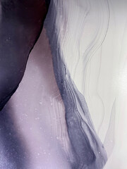 Abstract grey art with purple, green and silver paint — pearly background with beautiful smudges...