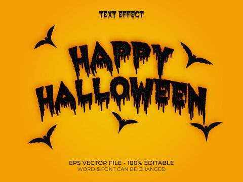 Editable Text Effect Vector. Happy Halloween Text Effect Style.