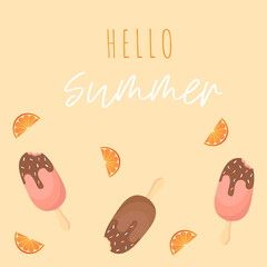 Flat vector illustration. Summer time, background patterns on the theme of summer	