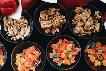 Beautifully decorated catering snacks and appetizers
