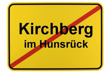 Illustration eines Stadtausgangsschildes der Stadt Kirchberg im Hunsrück
