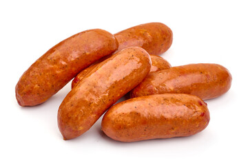 German Sausages, isolated on white background.