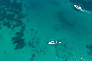 aerial view of luxury yatch in dalyan, cesme, turkey