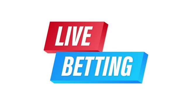 Live betting. Flat web banner with red bet now on white background for mobile app design. Motion graphics.