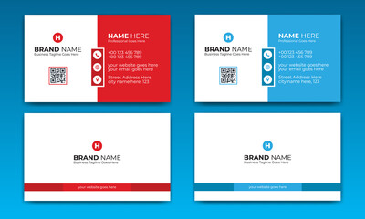 Red and Blue modern creative Corporate business card Template 49 and name card, simple, Eye catching, Professional, clean template vector design with Rectangle, Circle and Hexagon layout