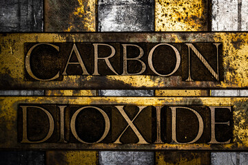 Carbon Dioxide text on vintage textured copper and gold background