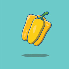 Yellow Sweet Pepper Vegetables  Flat Icon Illustration Design