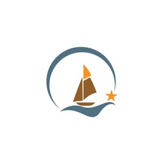 Sailboat logo icon design vector illustration