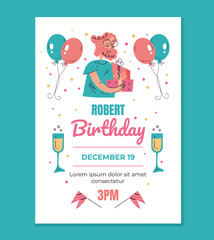 Birthday invitation template mockup typography design for print
