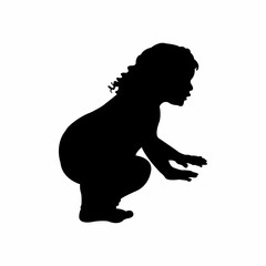 a toddler body, silhouette vector