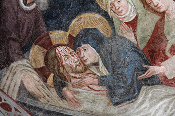 compianto sul Cristo morto (particolare); affresco nel chiostro del Duomo di Bressanone