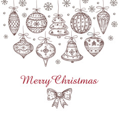 Christmas sketch holiday card background.