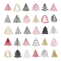 Obraz premium Doodle Xmas tree. color set.