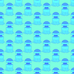 Jellyfish on the cyan background