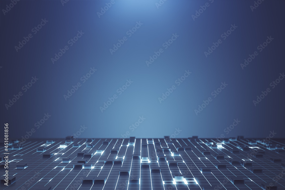 Poster creative digital blue chip background with mock up place for your advertisement. landing page concep