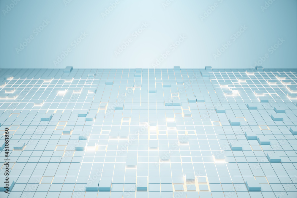 Poster creative digital light blue chip background. landing page concept. 3d rendering.