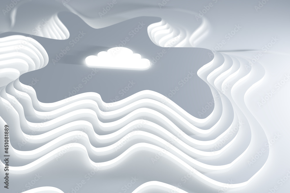 Poster abstract 3d rendering cloud illustrarion on white wallpaper. design concept.