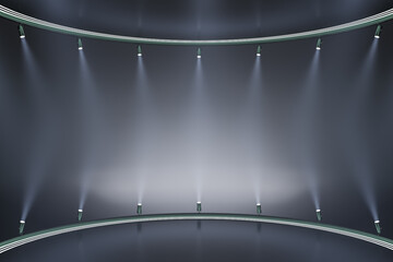 Creative stage background with mock up place and illumination. Spotlight and fame concept. 3D Rendering.