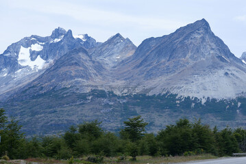 Lapataia bay landscape, Tierra del Fuego. Landscape of the Atlantic Ocean in Ushuaia, Argentina  landmark.