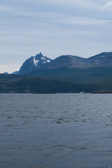 Lapataia bay landscape, Tierra del Fuego. Landscape of the Atlantic Ocean in Ushuaia, Argentina  landmark.