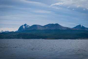 Lapataia bay landscape, Tierra del Fuego. Landscape of the Atlantic Ocean in Ushuaia, Argentina  landmark.