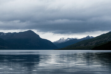 Lapataia bay landscape, Tierra del Fuego. Landscape of the Atlantic Ocean in Ushuaia, Argentina  landmark.