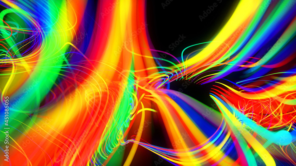 Poster 3d render. abstract background flow of glow lines. llights particles form in 3d space glowing beauti