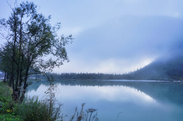 lake in dolomites, italy.