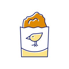 Chicken cutlet flat icon. Taiwanese fried street food. Isolated vector stock illustration