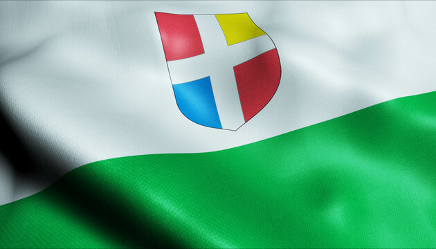 3D Waving Estonia county Flag of Rapla Closeup View
