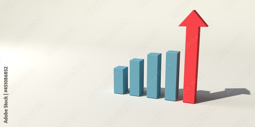 Poster upward bar graph and arrow