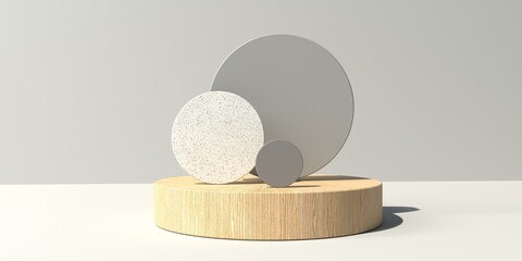 3D render of podium and circles