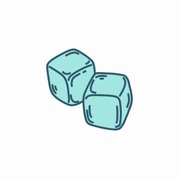 ice cubes doodle icon, vector color line illustration