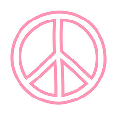 Vector hand drawn doodle sketch pink peace sign isolated on white background