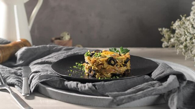 Chicken &agrave; br&aacute;s, traditional portuguese dish.
