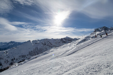 Mountain slopes in Austria, Silvretta Montafon.