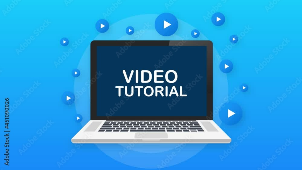 Poster Video tutorials Button, icon, emblem label. Motion graphics.
