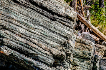 Rocky eroded landscapes in Red Rock Canyon in southern Alberta