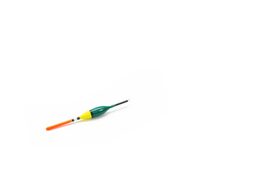 Fishing rod float on a white background. Free space for your text