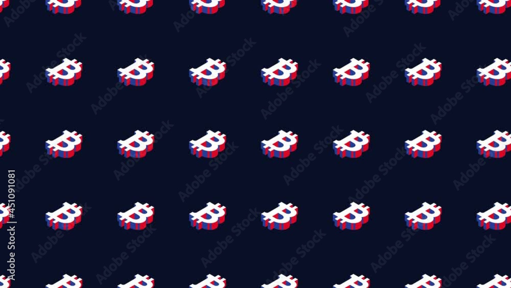 Aufkleber animated pattern with isometric symbols of cryptocurrency bitcoin. simple seamless loop modern motio