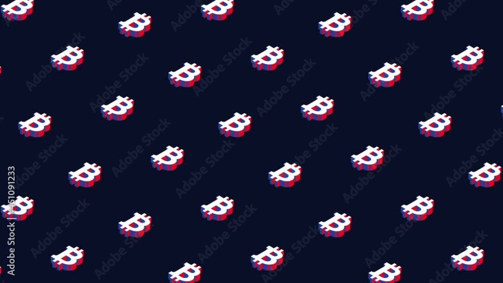 Aufkleber animated pattern with isometric symbols of cryptocurrency bitcoin. simple seamless loop modern motio