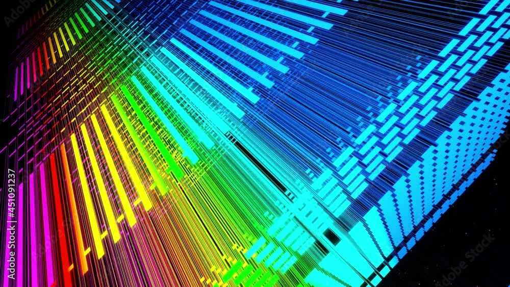 Aufkleber vj abstract sci fi futuristic bg. fly over 3d multilayer hologram complex pattern. neon light rainbo