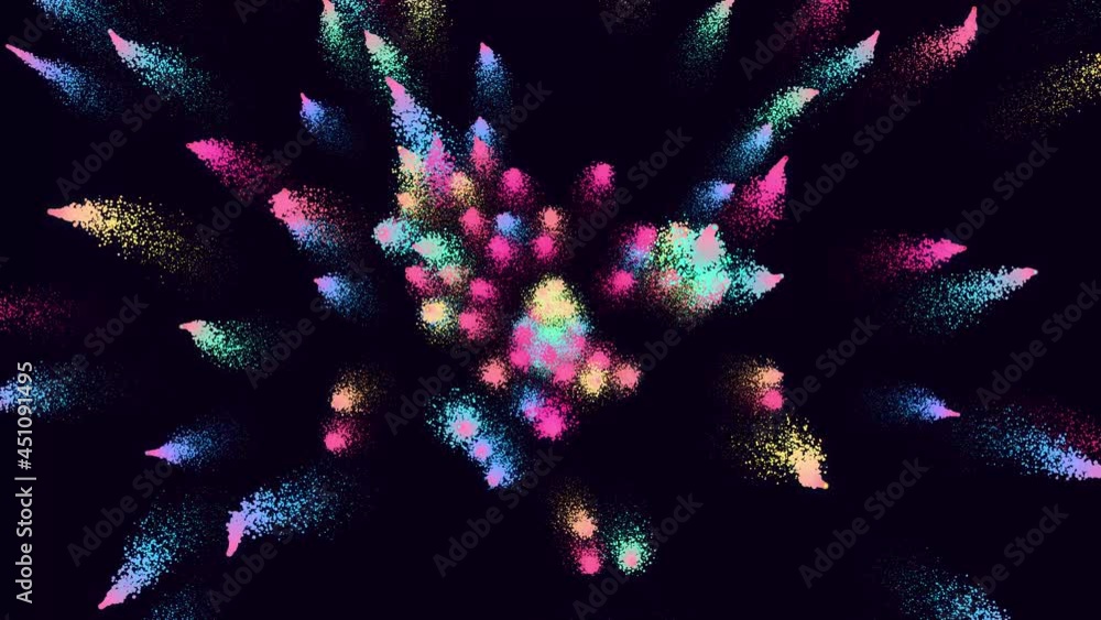 Poster magic particles form beatuful trails. 3d render abstract colorful explosion with luma matte like alp